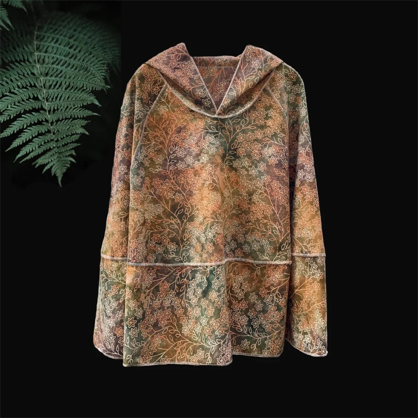 Autumn Leaves Batik Meditation Poncho