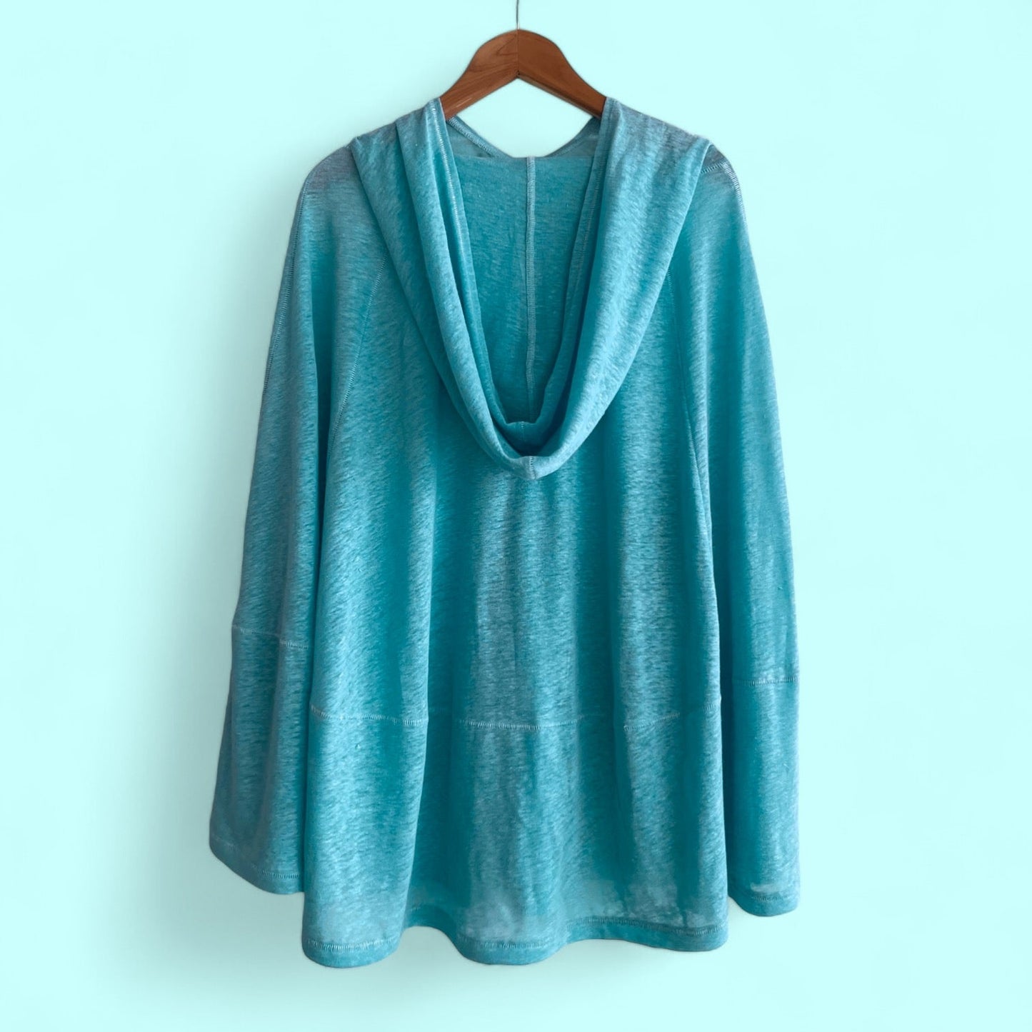 Aqua Linen Jersey Meditation Poncho