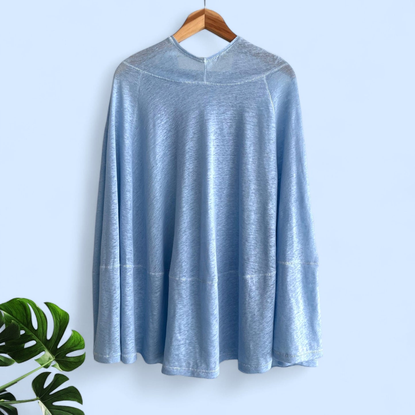 Baby Blue Linen Jersey Meditation Poncho