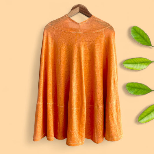 Bright Orange Linen Jersey Meditation Poncho