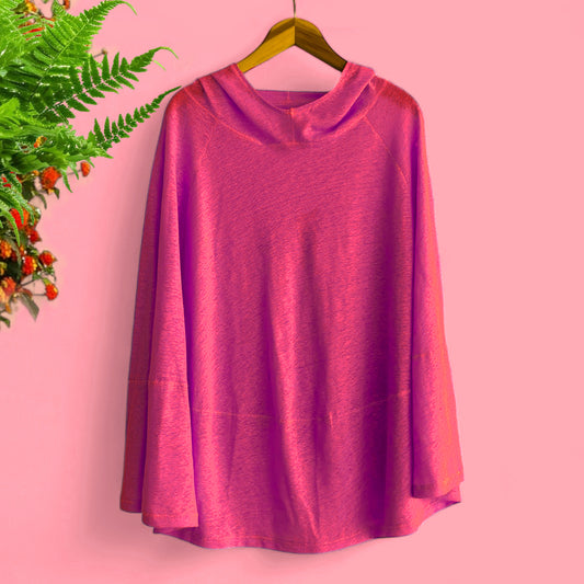 Hot Pink Linen Jersey Meditation Poncho