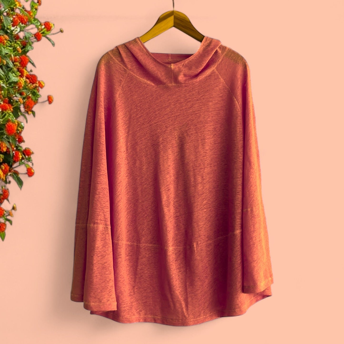 Orange Linen Jersey Meditation Poncho