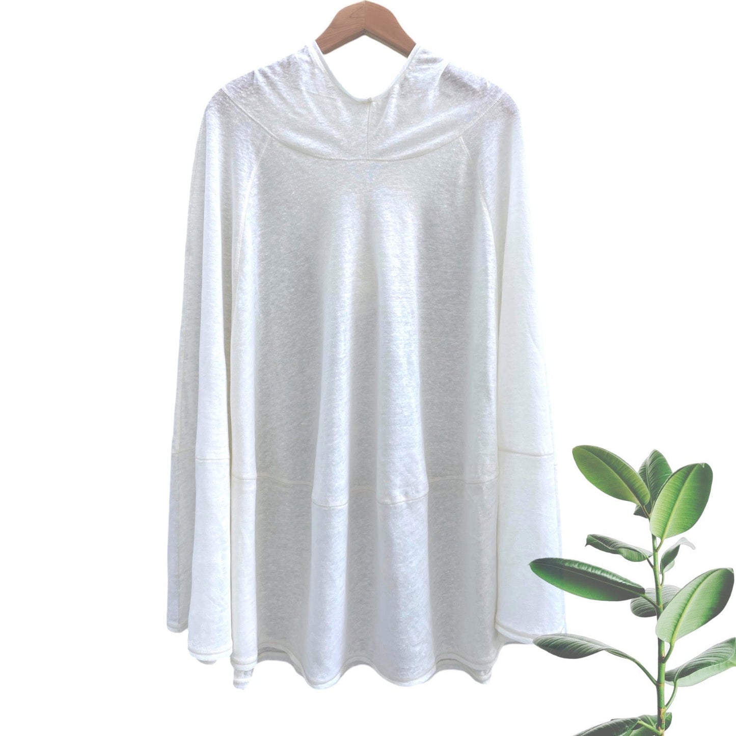 White Linen Jersey Meditation Poncho